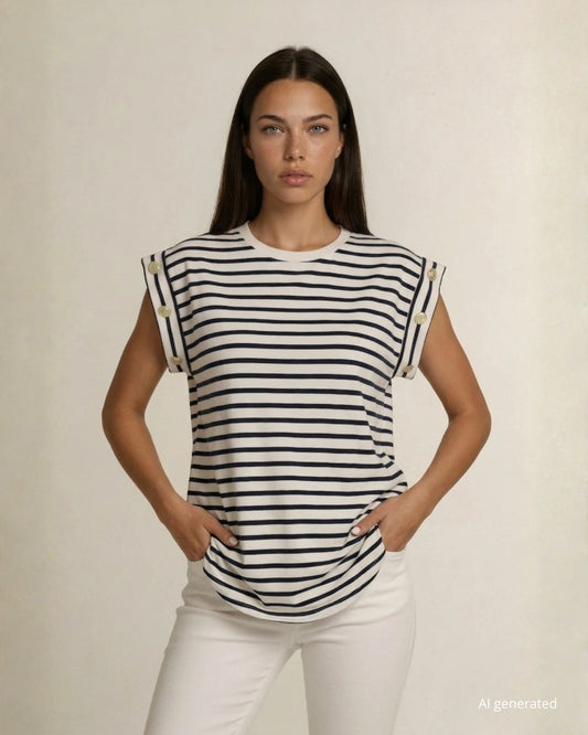 T-shirt con bottoni e maniche kimono