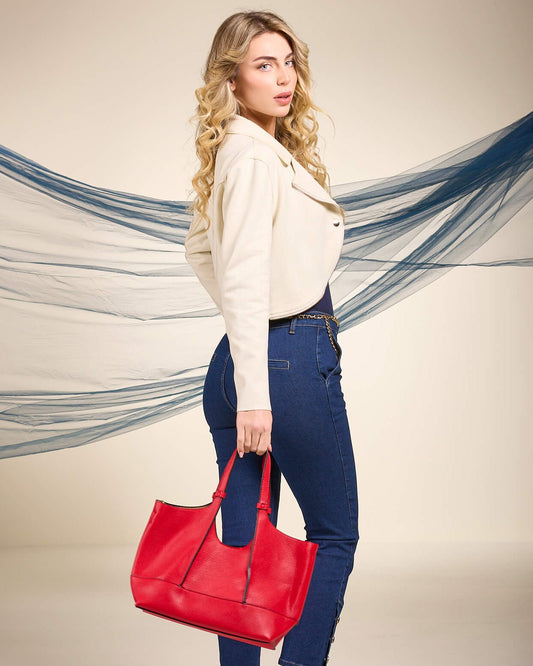 Borsa grande in ecopelle con pochette interna