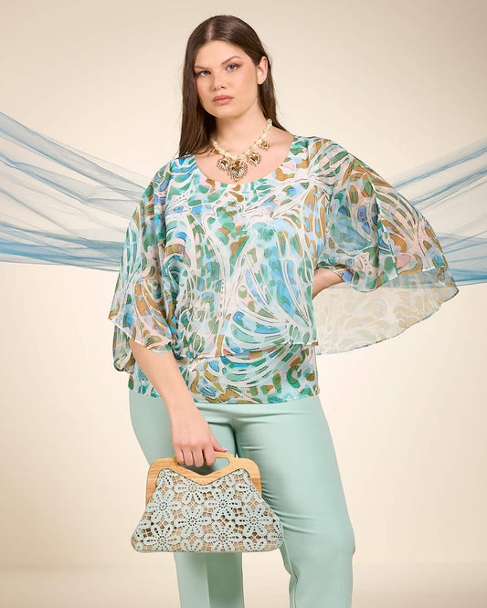 Borsa piccola in pizzo e manico in legno