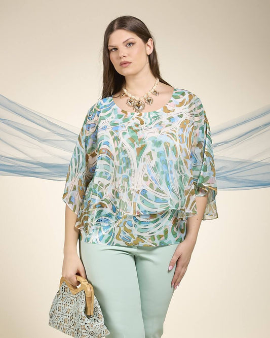 Poncho fantasia con fondo in paillettes curvy