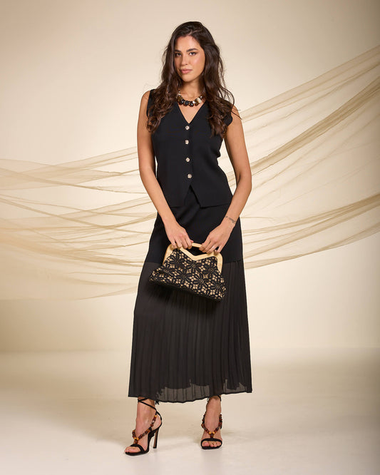 Gonna in maglia con georgette