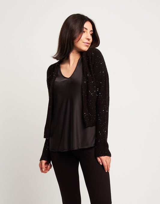 Bolerino con paillettes e chiusura a gancino