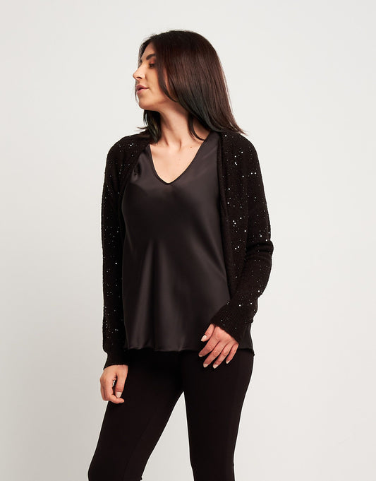 Bolerino con paillettes e chiusura a gancino