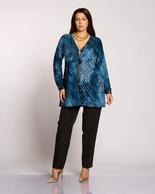 Caban con zip e dettagli in ecopelle curvy