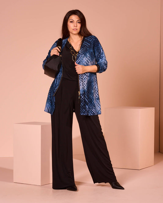 Caban con zip e dettagli in ecopelle curvy