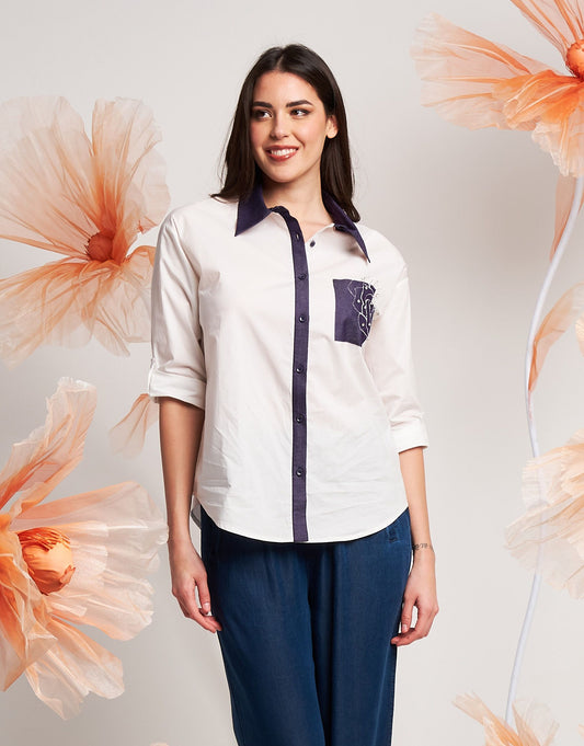 Camicia con inserti e strass