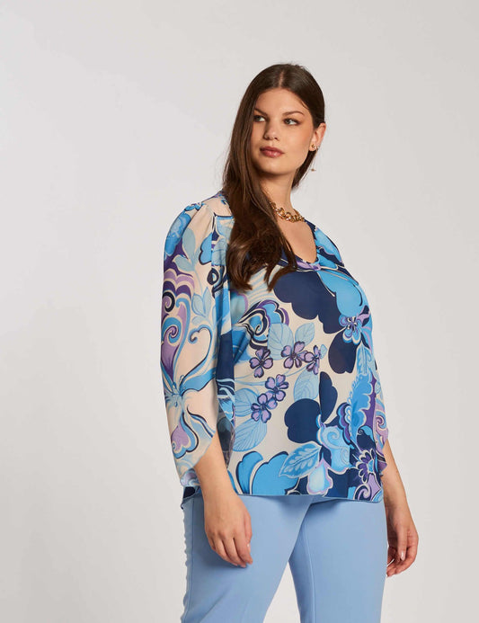 Camicia in georgette fantasia curvy