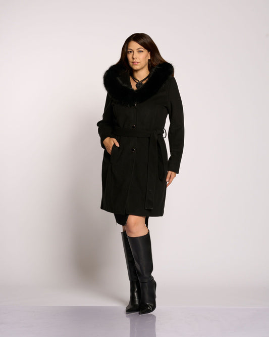 Cappotto con cintura e bordo removibile curvy