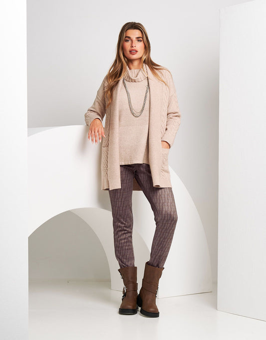 Cardigan a coste con lavorazione