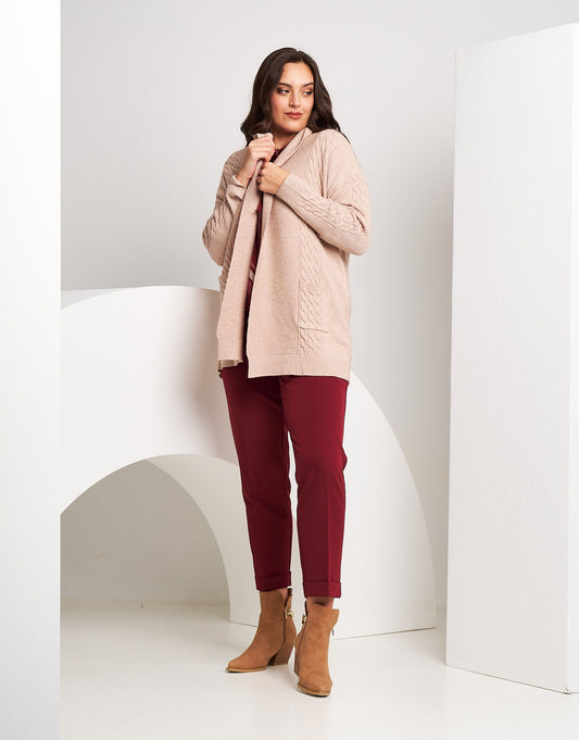Cardigan a coste con lavorazione curvy