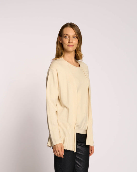 Cardigan aperto con baschina a coste