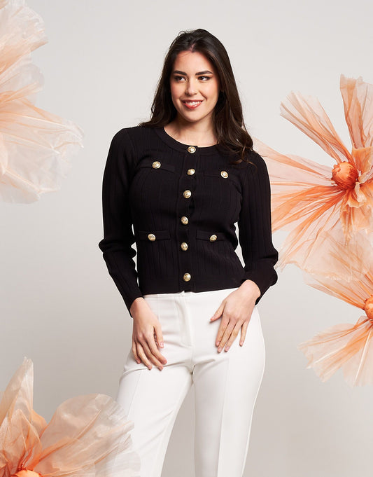 Cardigan con pattine e bottoni