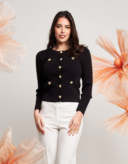 Cardigan con pattine e bottoni