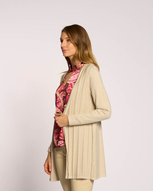 Cardigan lungo con motivo a coste