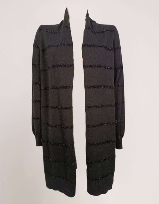 Cardigan lungo con righe in lurex