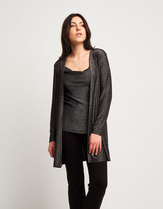 Cardigan lungo in jersey argento