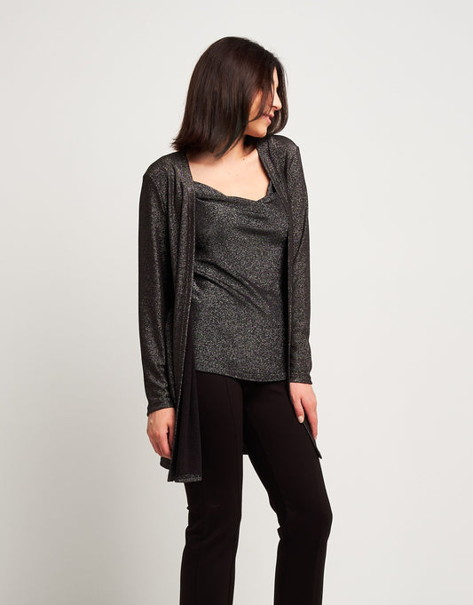 Cardigan lungo in jersey argento