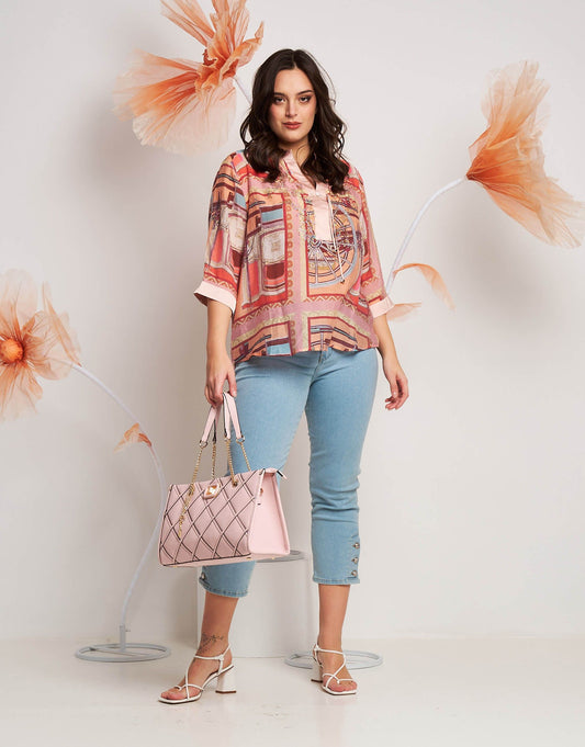 Casacca con bordi e strass curvy