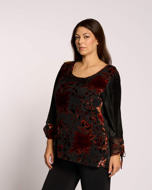 Casacca con maniche in velluto e fiocchi curvy