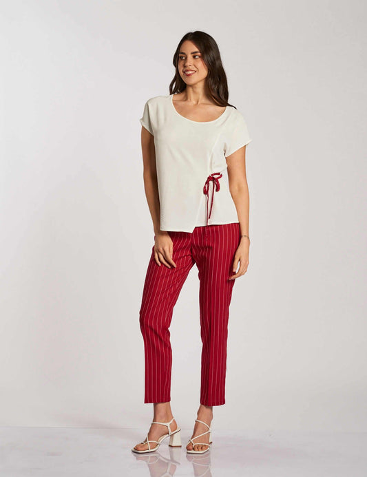 Casacca con nastrino rosso gessato