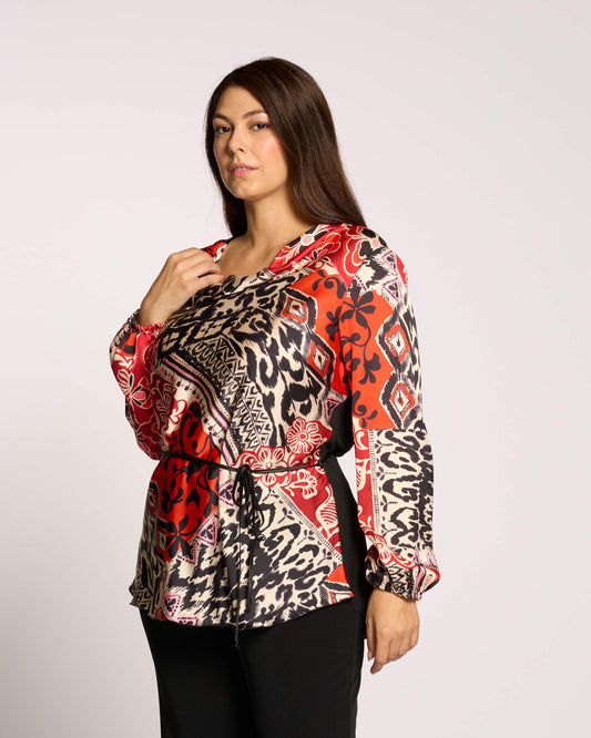 Casacca con schiena in maglia e cinturina curvy