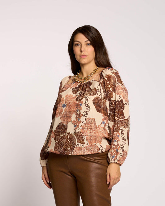 Casacca fantasia con elastico e spacchi curvy