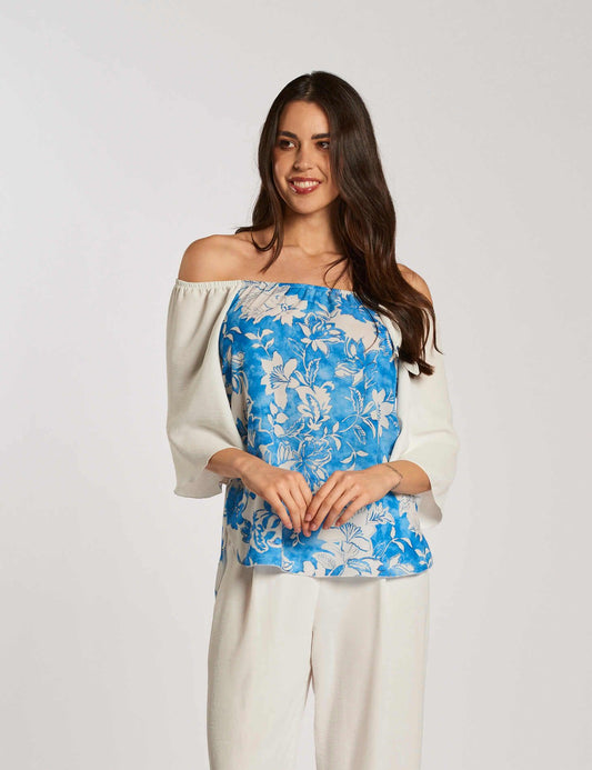 Casacca fantasia con elastico sulle spalle