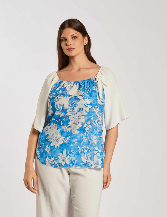 Casacca fantasia con elastico sulle spalle curvy