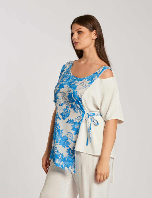 Casacca fantasia con laccetto e spacco curvy