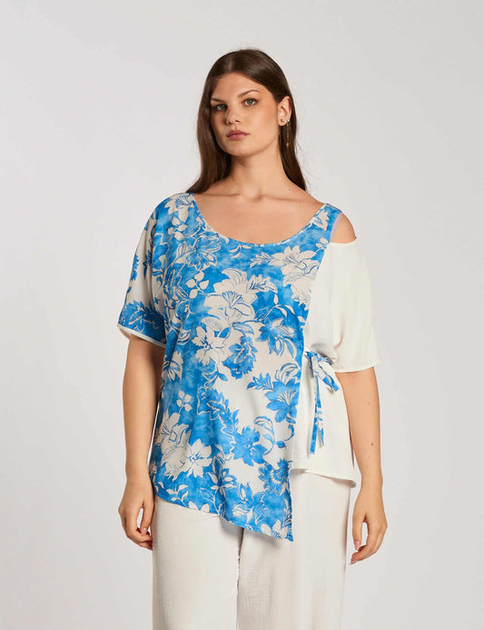 Casacca fantasia con laccetto e spacco curvy