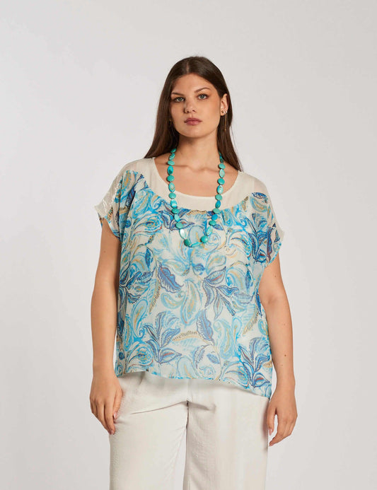 Casacca fantasia con scollo di paillettes