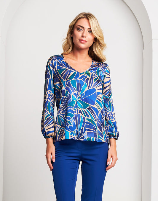 Casacca fantasia smeraldo in raso