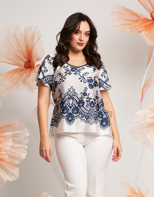 Casacca in fantasia pizzo curvy