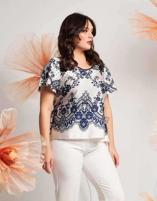 Casacca in fantasia pizzo curvy