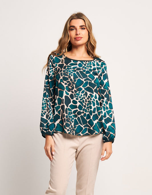 Casacca in raso animalier foresta