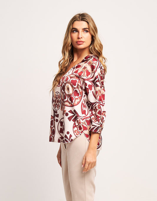 Casacca in raso bolli rubino