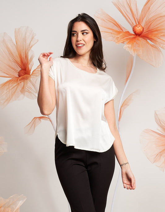 Casacca in raso con bordi in maglia