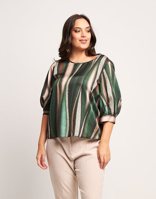 Casacca in raso con maniche a palloncino curvy