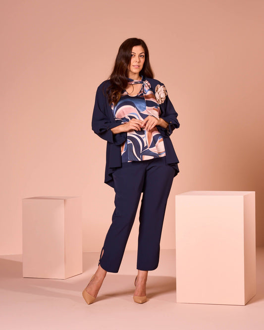 Casacca in raso con scollo a sciarpina curvy