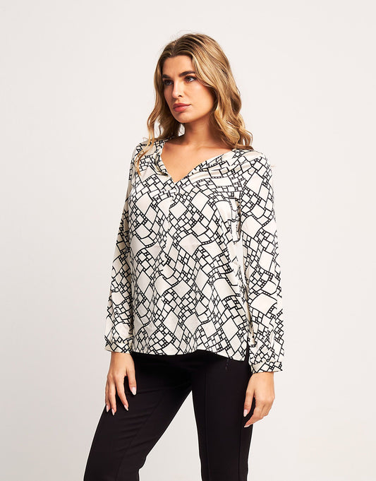 Casacca in raso fantasia bianca e nera