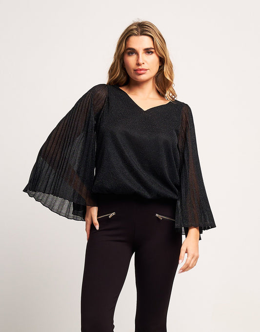 Casacca lurex con maniche plissé