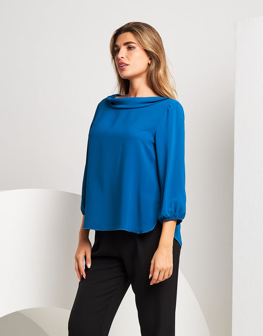 Casacca setificata con scollo a ciambella | Colore: Pavone | Taglia: S