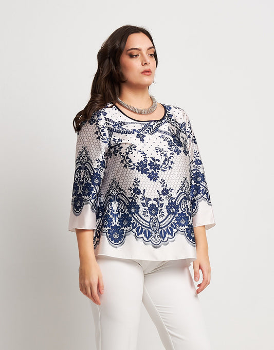 Casacca svasata in fantasia pizzo curvy