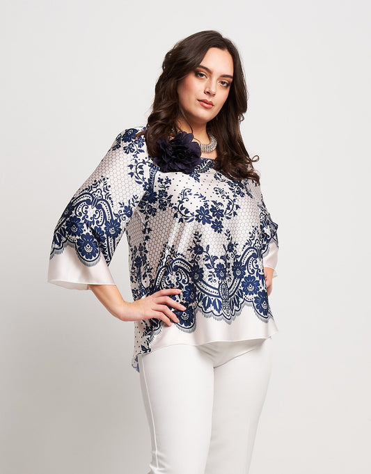 Casacca svasata in fantasia pizzo curvy