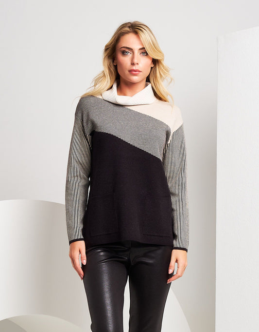 Dolcevita color block a righe