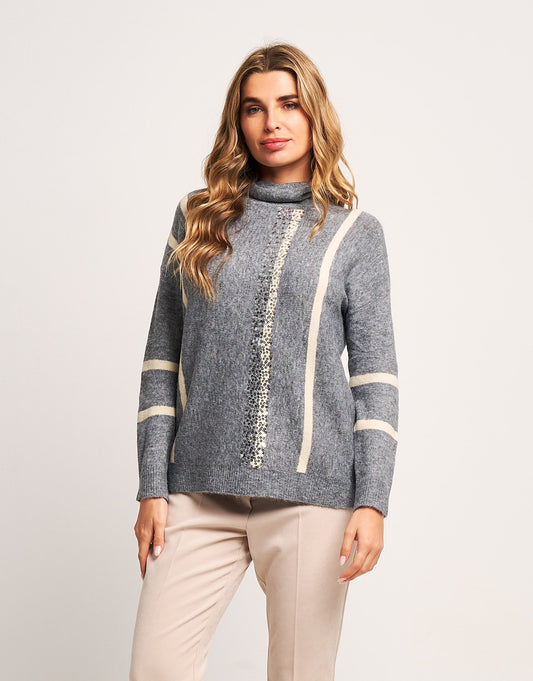 Dolcevita con righe e paillettes