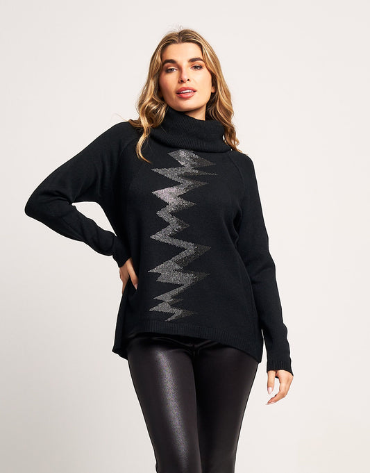 Dolcevita con zig-zag di strass