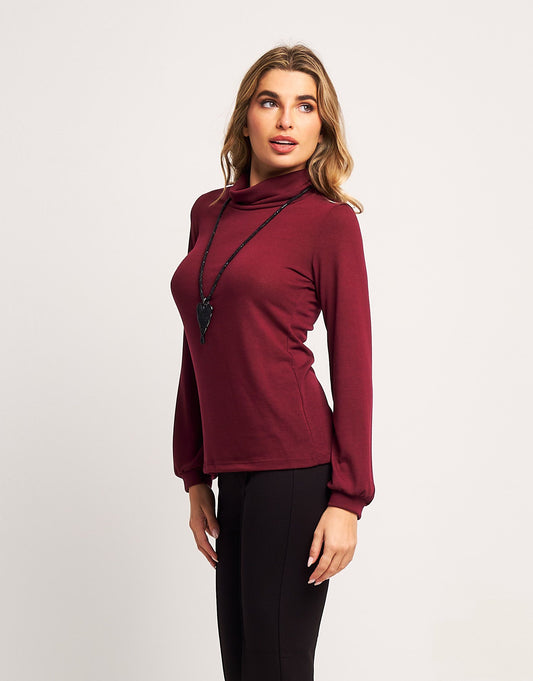 Dolcevita in maglia con maniche a sbuffo