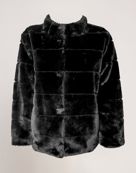 Ecopelliccia con inserti in ecopelle