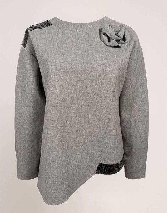 Felpa con applicazione e inserti